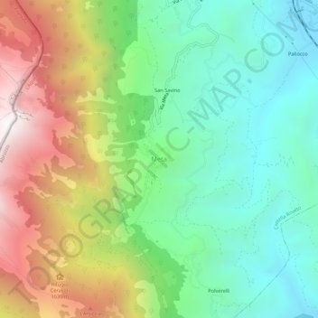 Topografisk kort Meta, højde, terræn