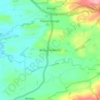 Topografisk kort Brough Sowerby, højde, terræn