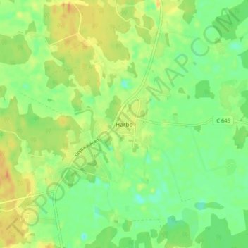 Topografisk kort Harbo, højde, terræn