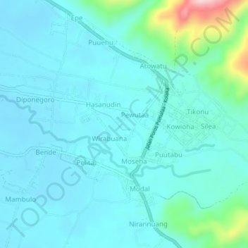 Topografisk kort Ngapa, højde, terræn