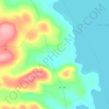 Topografisk kort Bjurfors, højde, terræn
