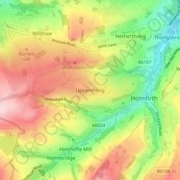 Topografisk kort Upperthong, højde, terræn