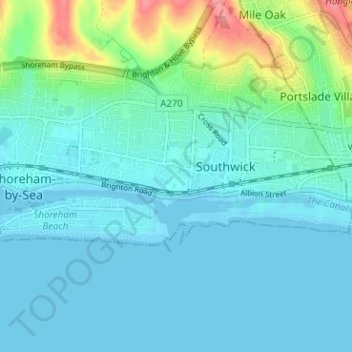 Topografisk kort Kingston Buci, højde, terræn