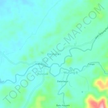 Topografisk kort Hantakan, højde, terræn