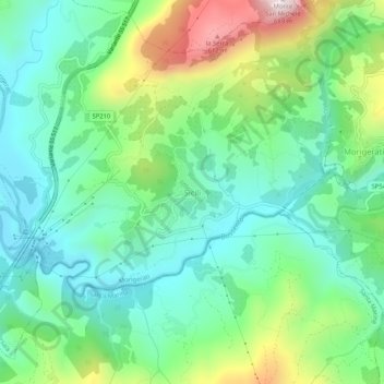 Topografisk kort Sicilì, højde, terræn