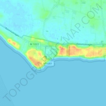 Topografisk kort Kåseberga, højde, terræn