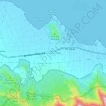 Topografisk kort Pemuteran, højde, terræn