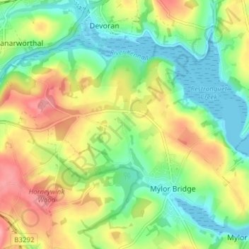 Topografisk kort Angarrick, højde, terræn