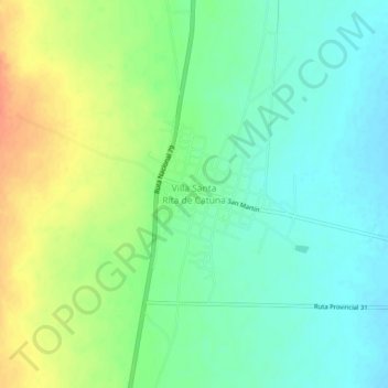 Topografisk kort Villa Santa Rita de Catuna, højde, terræn