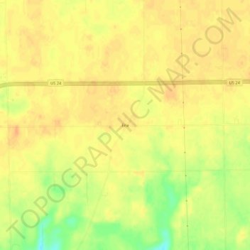 Topografisk kort Erie, højde, terræn