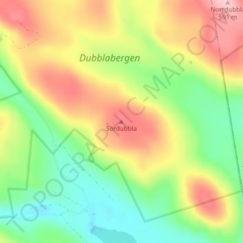 Topografisk kort Sördubbla, højde, terræn