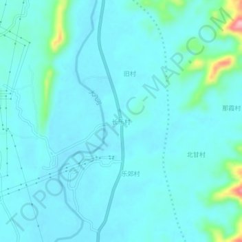 Topografisk kort 长乐村, højde, terræn