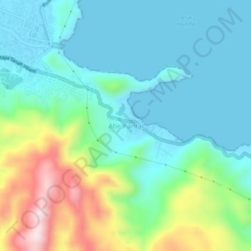 Topografisk kort Abe Pantai, højde, terræn