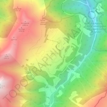 Topografisk kort Tenna, højde, terræn
