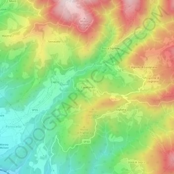 Topografisk kort Cavallana, højde, terræn
