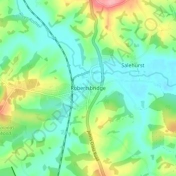 Topografisk kort Robertsbridge, højde, terræn