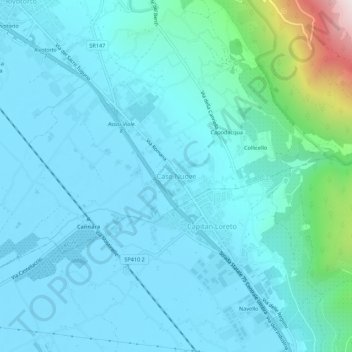 Topografisk kort Case Nuove, højde, terræn