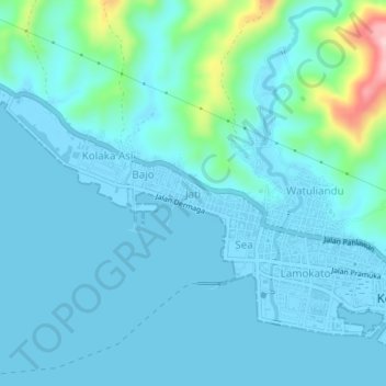 Topografisk kort Jati, højde, terræn