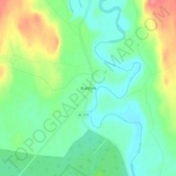 Topografisk kort Brattfors, højde, terræn