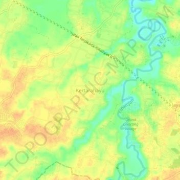 Topografisk kort Kertarahayu, højde, terræn