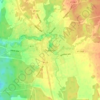 Topografisk kort Dundaga, højde, terræn