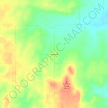 Topografisk kort Hopewell, højde, terræn