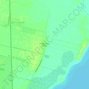 Topografisk kort Paraje Chaco Chico, højde, terræn