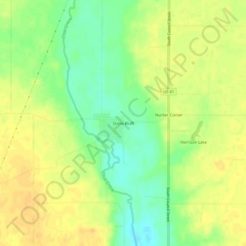 Topografisk kort Stone Bluff, højde, terræn