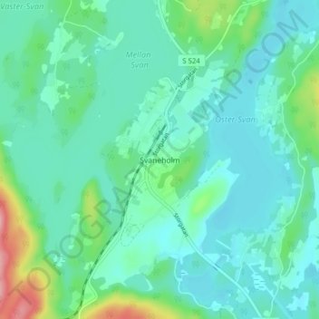 Topografisk kort Svaneholm, højde, terræn