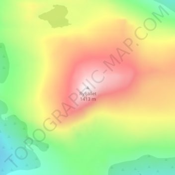 Topografisk kort Ryfjället, højde, terræn