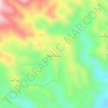 Topografisk kort Buttu Tambolang, højde, terræn