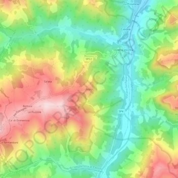 Topografisk kort Festà, højde, terræn