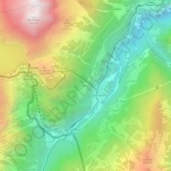 Topografisk kort Giétroz, højde, terræn
