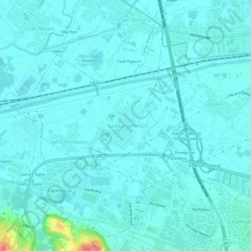 Topografisk kort Badia a Settimo, højde, terræn