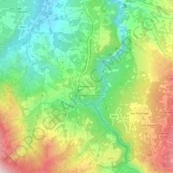 Topografisk kort Musellaro, højde, terræn