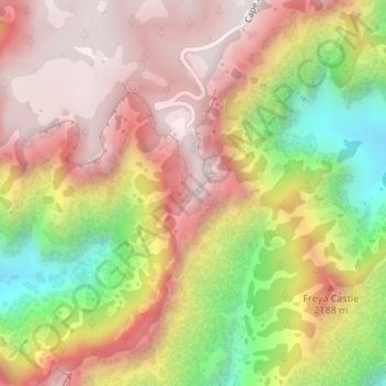 Topografisk kort Cape Royal, højde, terræn