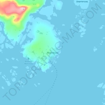 Topografisk kort Maniitsoq, højde, terræn