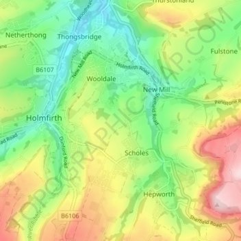 Topografisk kort Totties, højde, terræn
