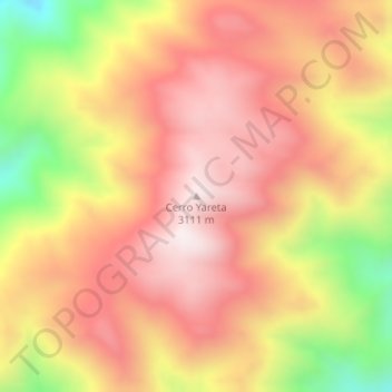 Topografisk kort Cerro Yareta, højde, terræn