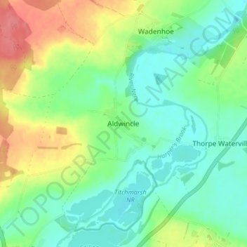 Topografisk kort Aldwincle, højde, terræn