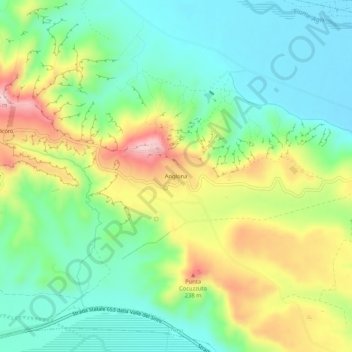 Topografisk kort Anglona, højde, terræn