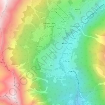Topografisk kort Lignod, højde, terræn