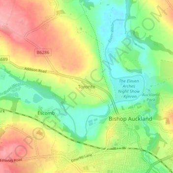 Topografisk kort Toronto, højde, terræn