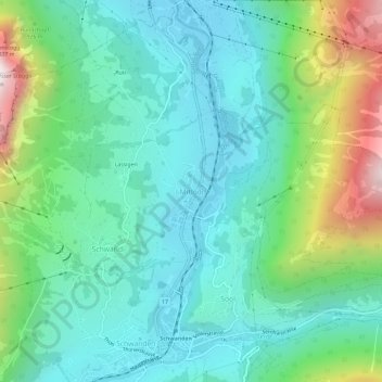Topografisk kort Mitlödi, højde, terræn