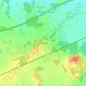 Topografisk kort Mantorp, højde, terræn