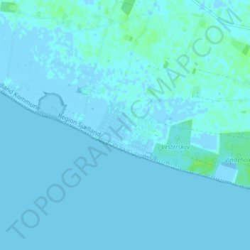 Topografisk kort Næsby Strand, højde, terræn