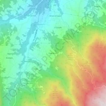 Topografisk kort Case Bosini, højde, terræn
