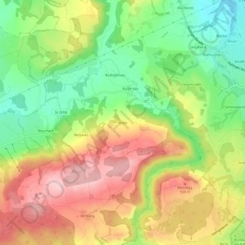 Topografisk kort Ristle, højde, terræn