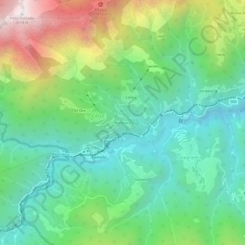 Topografisk kort Borgnone, højde, terræn