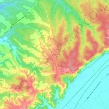 Topografisk kort Cerretti, højde, terræn
